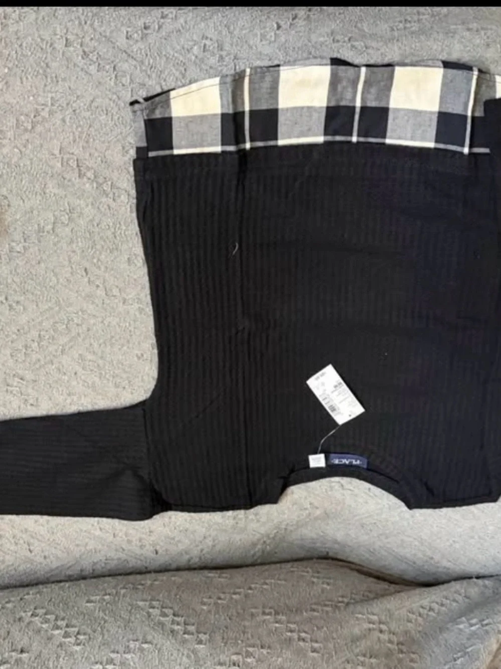 Girls medium tops bundle 1.Girls Black Ribbed Top with Plaid ,2.blue shirt